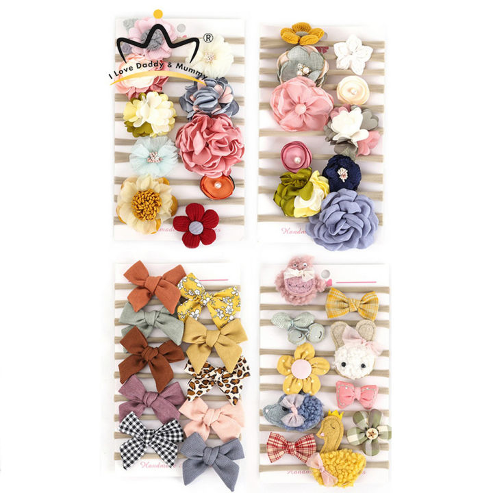 I LOVE DADDY&MUMMY-10 Pcs/Set Cute Bows Newborn Baby Headband Flower Elastic Baby Girl Headbands Hair Band Princess Baby Girls Hair Accessories