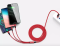 Original 3 in 1 fast charging usb cables for mobile phones | one drág three data cable for apple îphóné Android Type-C braided line usb cable 3 in 1 | Multi Function Charging Data Cable High Quality Adápter Cable For apple, type-C Use. 