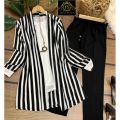 Stylish Stitched 3 Piece Coat Gown Set for Women, Royal Casual Dress (Gown, Shirt, Trouser) One Size, Multi Color Options. 