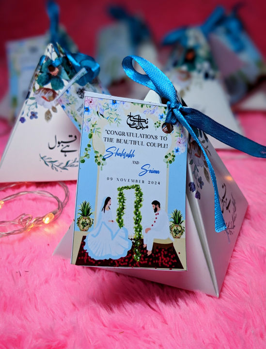 Nikkah Bid Box (100) pcs pack Customized Nikkah Bid Box Premium Quality Customized Triangle Bid Boxes Unique In Design Nikkah Bid Box / Customized Box