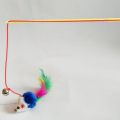 Cat Playing Stick Toy With Mouse Attached. 