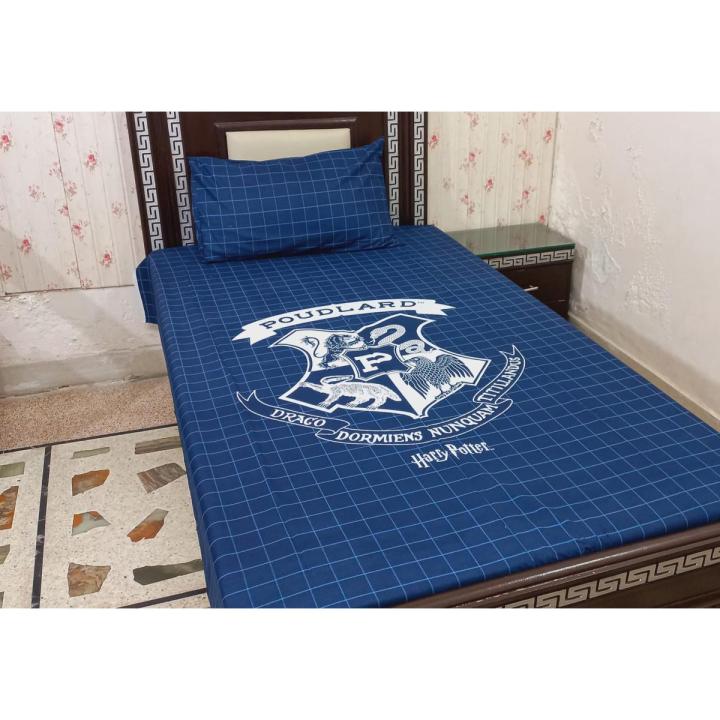 Export Quality Kids Single Bedsheet Pure Cotton Kids Cartoon Bed Sheet Set - KBS04