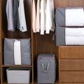 Bamboo Charcoal Clothing Organizer Bags, Foldable Storage Zipper Bag, Large Durable Closet Storage Boxes Case Container for Dresses Quilt Season Items Storage. 