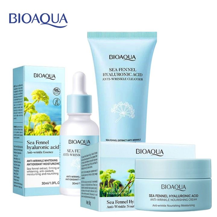 BiOAQUA Pack Of 3 Anti-Wrinkle Nourishing Moisturizing Face Cream Anti wrinkle Brightening Face Wash  essence Firming Moisturizing