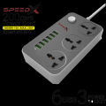 SpeedX U603PU Multi Power Plug Extension Board with 6 USB Ports + 3 Sockets Universal Travel Charging Adapter Surge Protector 2500W. 