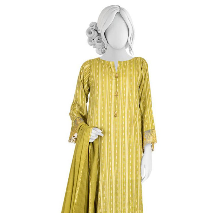 Junaid Jamshed Green Lawn 3 Piece Unstitched Suit for Women JLAWN-S-23-040 Aqua