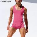 INCERUN Mens Sleeveless Leotard Gym Sport Jumpsuits Bodysuit Training Underwear Shorts ( ). 