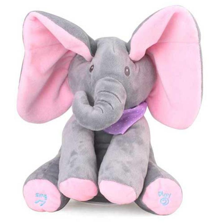 100% High Quality Baby Soft Plush Toys Peek-a-boo Elephant Music Animated Stuffed Animal Kids in pakistan