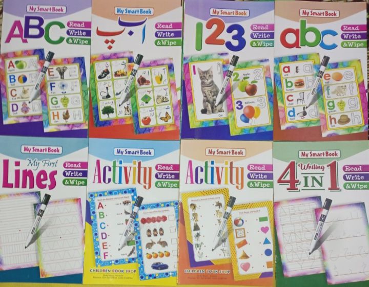 Reusable Write and Wipe Book with a Marker- Erasable learning books - Wipe Clean Activity Books-Interactive Books-Early Learning Resources for your Children - high quality Plastic coated Paper -lifetime use