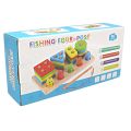 Fishing Four-Post Wooden Toy - 4 Column Tower Blocks Educational & Learning Toys-  Color Sorting - Magnetic Fishing Game- Multicolor-  Vibrant Color Construction 4 post Fishing Toy. 