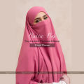 Hijab Throne – Classic Pink Two Layered Diamond Khimar - Extra Long Chiffon Georgette Fabric - Super Soft & Premium Quality Hijabs for Women. 