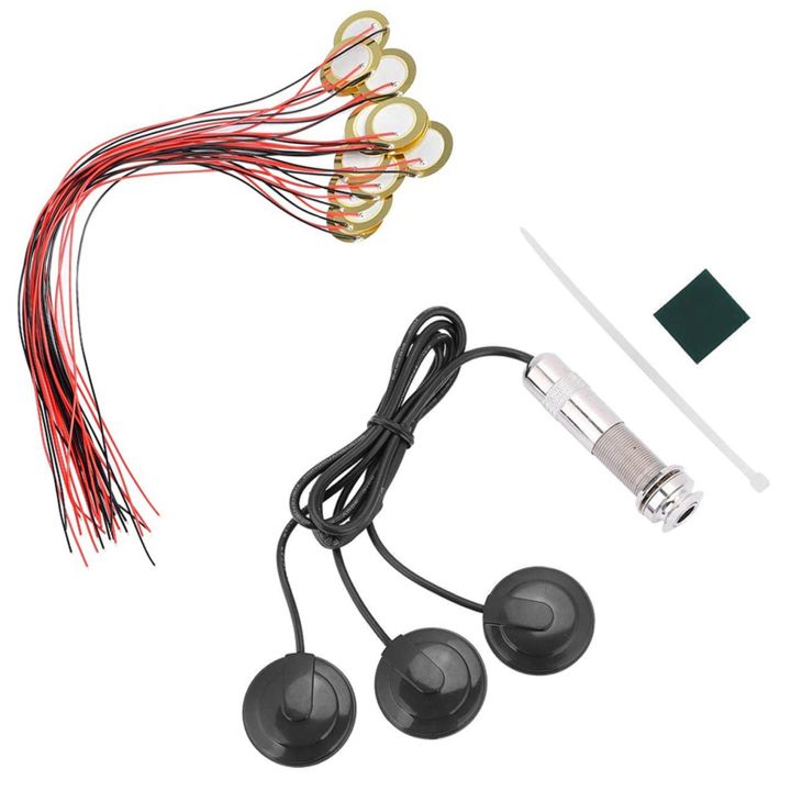 Guitar Pickup 3x Piezo Pickup Transducer with 15Pcs 27mm Piezo Discs with s Mic D Trigger Acoustic Pickup