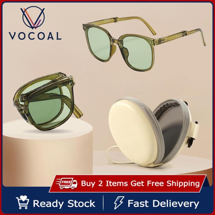 Folding Sunglasses In Round Packaging Handbag Decorative Sun Glasses Outdoor Travel Sunscreen Sunglasses Women UV400 Trendy Sunglasses For Women Polarized Round Chic Retro Sunglasses