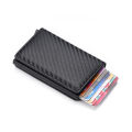 DIENQI Carbon Fiber Wallet for Man 2021 Mini RFID Wallet Card Holder Trifold Metal Leather Slim Men's Wallet Small Male Purses. 