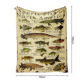 DESCENTE Fish Design Blanket Colorful Fish Print Blanket for Fishing Fans Machine Washable Flannel Throw for Bed Sofa Couch Perfect Gift for Buyers' Favorite Fish-themed Cozy Throw. 