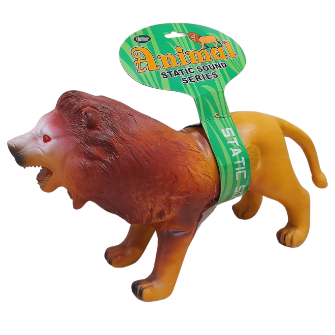 Soft Rubber Animal Lion Unbreakable Action Figure Toy Set With Sound Collatable Toy - Size About 17 Inches - Assorted Color