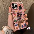 Cartoon Skeleton Funny Girl Color Graffiti Rainbow Case Compatible for IPhone 7Plus XR 14 11 12 15 13 Pro Max XS Max X 14 7 15 8 Plus SE 2020 Couples Luxury Plating Metal Lens Case. 