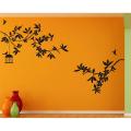 Tree with Bird cage Large Wall Sticker Size (Vinyl, 59 x 60 cm, Black). 