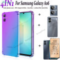 BLKNAIM 4-in-1 NEW For Samsung A06 case Anti-fall Color phone case + Matte Ceramic Film +Carbon Fiber Back Film +Lens Film. 
