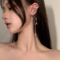 Korean Elegant Silver Color Butterfly Earrings Cute Tassel Ear Cuffs for Women Clip on Earring Fake Piercing Fashion Jewelry. 