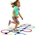 GLOBALSTAR- Hopscotch Ring Game-13 Multi-Colored Plastic Rings and 16 Connectors for Indoor or Outdoor Use-Fun Creative Play Set for Girls and Boys. 