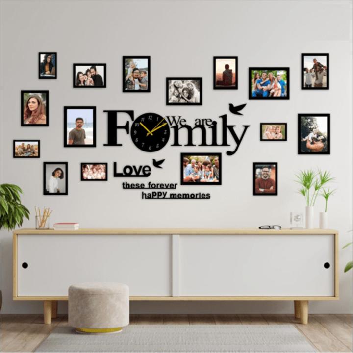 We Are Family Wooden Wall Clock-3D 24 inch Watch DIY Design Decoration Birds Numeral Quartz For Home Decor Living Room And Offices And For Gifts