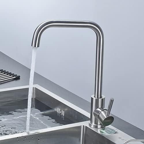 Single Lever Kitchen Mixer Tapstaps Brushed Nickel Kitchen Faucet, Modern Kitchen Mixer Tap, Stainless Steel 360 Degree Cold And Hot Tap, Sus 304 Kitchen Faucets Kitchen Sink Mixer Tap (Type B)