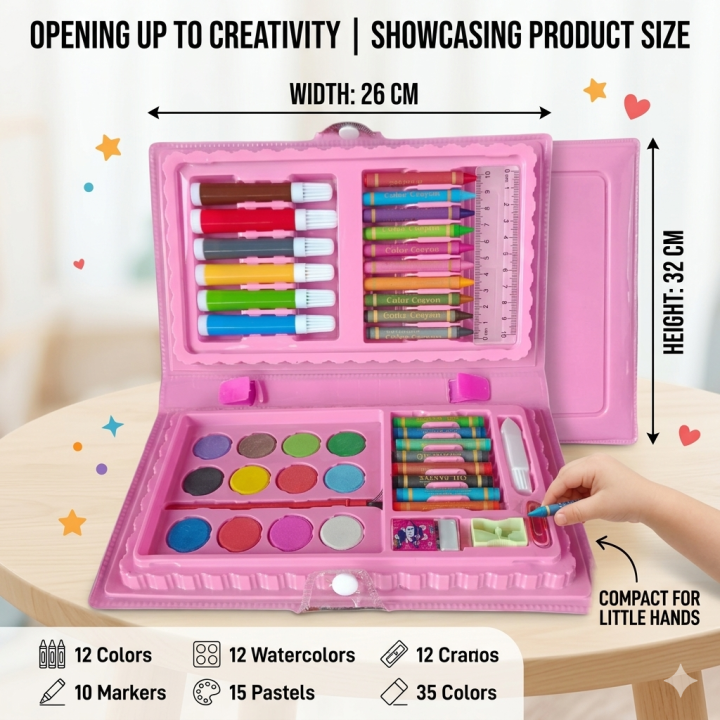 24/42 Pcs Color Set/Kit for Drawing & Painting Portable Art Box | 12 ...