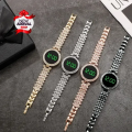 Diamond Digital Touch Screen LED Watch For Girls With Bracelet - Wrist Watches in Round and Square Dial For Women's With Diamond Stainless Steel Chain - Ladies Silver Jewellery Watches. 