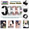 24mm Width Universal Stainless Steel Magnetic Loop Watch Band Strap For Regular Casual and Smart Watches. 