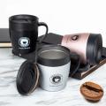 BORREY Coffee Mugs Creative Coffee Travel Cup With Lid Spoon Stainless Steel Coffee Mug Warmer With Handle Metal Tea Cup 300-ml. 