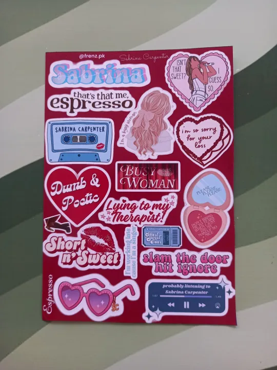 Sabrina%20Carpenter%20UNCUT%20sticker%20sheet%20A6%20size%20-%2015%20x%2010%20cm%20-%20Image%202
