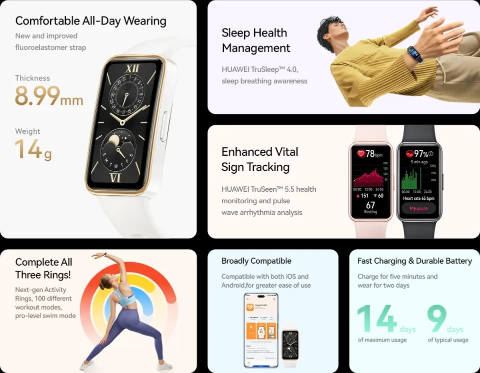 HUAWEI Band Smartwatch Comfortable All-Day Wearing Up to Two