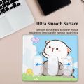 Peach And Goma Romantic Mochi Cat Gaming Mouse Pad Anti-Slip Rubber Base Lockedge Mousepad Office Laptop Computer PC Table Mat. 
