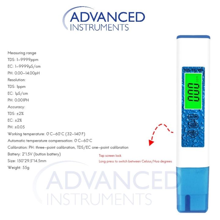 ADVANCED%E2%84%A2%204%20in%201%20TDS%20EC%20pH%20Temperature%20Multi-function%20Test%20Pen%20Digital%20Water%20Quality%20Tester%20Water%20Quality%20Test%20Pen%20Acidity%20Meter%20PH%20/%20TDS%20/%20EC%20/%20Temperature%20For%20Fish%20Aquarium%20Swimming%20Pool%20Drinking%20Water%20Hydroponics%20Sauce%20/%20Laboratory%20-%20Image%203