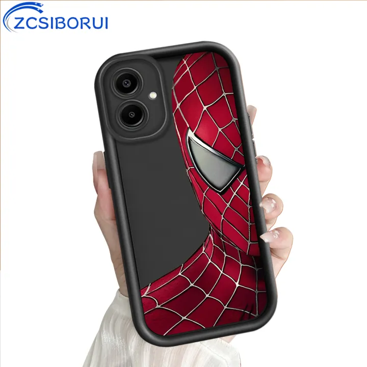 ZCSIBORUI for Samsung A06 Back Cover Spider-Man Pattern Soft Camera Protection Rubber Square Ladder Phone Case