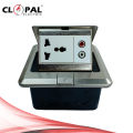 Clopal Silver Square Pop-Up Floor Multi + AV Socket With Box. 