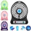 Portable Mini Fan Cooler Baby Fan Rechargeable Battery Fan Operated 3 Mode Speeds With LED Light USB Fan Rechargeable Fan Mini USB Fan Portable Fan Indoor Fan Outdoor Fan LED Light Fan With 18650 Battery Multicolor. 