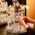 Original Good Quality 360 Degree Rotating Makeup Storage Rack Height Adjustable Cosmetics Organizer Assembly Skin Care Holder Bathroom Display Case. 