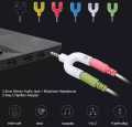 Microphone and Headphone Connector/Splitter/Divider – U shape 3.5mm 4 pin male Aux to mic and headset 3.5mm female Jack audio Splitter/Divider – Black. 