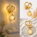 Luxury Crystal LED Wall Light – Golden Modern Wall Lamp with Decorative Glass Shade | Stylish Home Decor Light for Bedroom, Living Room & Hallway. 