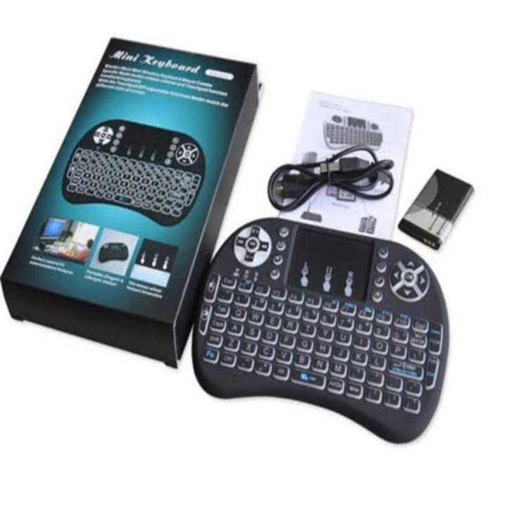 Mini Wireless Keyboard RF-500 with 3 Color RGB Backlit, 2.4GHz Wireless Mini Keyboard Rechargeable Controller with Touchpad Mouse Combo, Compatible with Android TV Box, IPTV, HTPC, Smart TV, PC,etc.