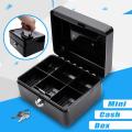 Removable Tray+Stainless Steel Mini Portable  Money Cash Box. 