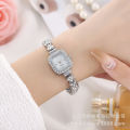 Qingwen  Small Square Watch Girls Quartz Watch Refined Grace Women's Bracelet Watch Early High School Student Watches. 