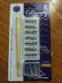 Calligraphy Dip Pen Set Nibs, DIY Kit Pen for Hand Lettering with Nib (1 Laquered Wooden Handle and 7 Nibs). 