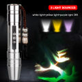 GB LED UV Flashlight Jade/Gemstone/Jewelry Identification Portable Flashlight White/Yellow/Purple 3-in-1 Light Colors. 