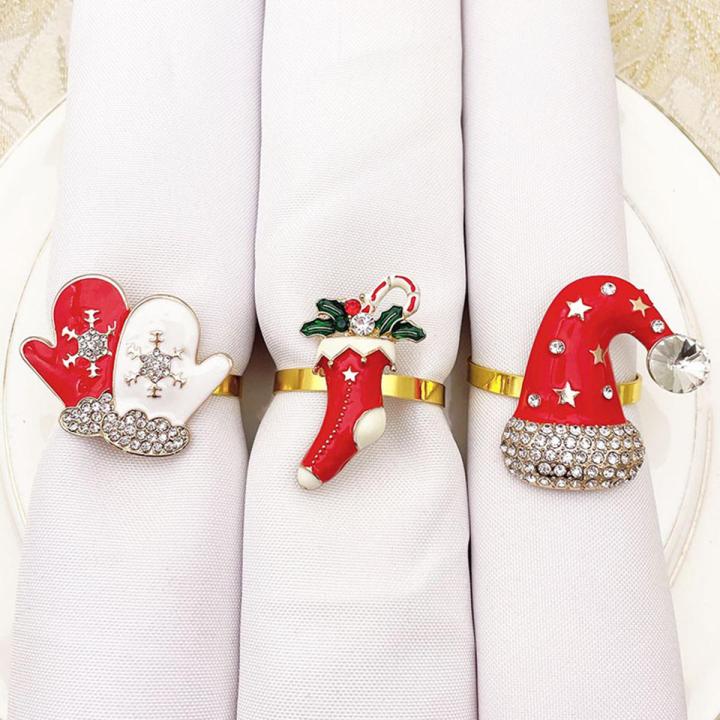Table Party Gloves Hotel Bell Buckle Wedding Snowman Rings Christmas Napkin