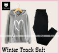 Big Heart Printed Tracksuit Thick Fleece Fabric Hoodie & Trouser for Winter Elegant Trendy Wear Track Suit for Men_Women. 
