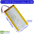 1/3 pcs 3.7V 3000mAh 17*57*3 mm Lithium Ion Battery for Power Bank DIY ,Toys or Arduino Projects by Electrica. 