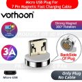 Magnetic Plugs/ Pins/ Connector For Magnetic Fast Charging Cable – 3 Ampere – 7 Pin Connector - Android / Micro USB - Type C – Apple iPhone iOS – Strong Magnet Connector - 360 Degree Rotation - Data Transfer Plug. 